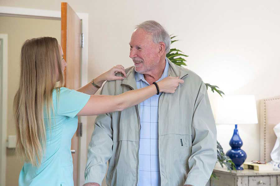 caregiver and coat